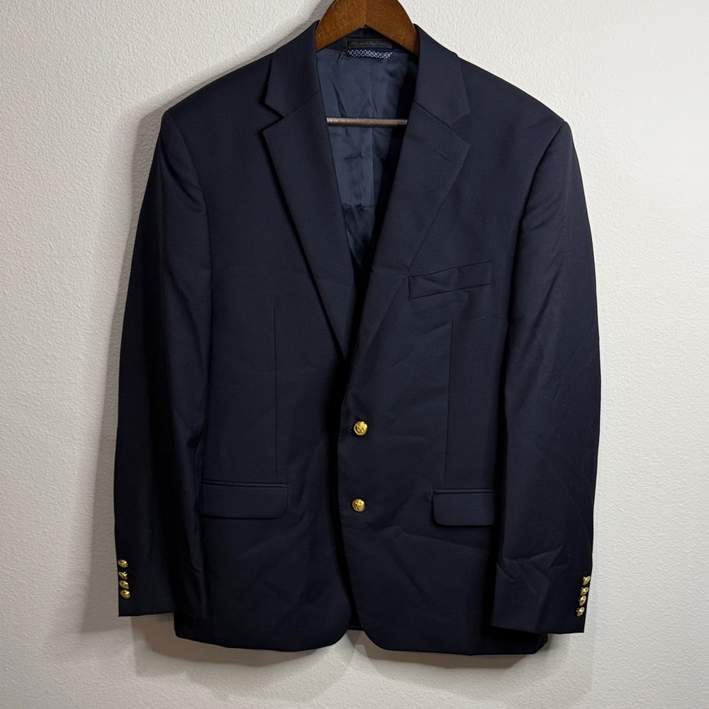 Men's Lauren Ralph Lauren Navy Wool Blend Campus Blazer Size 42R